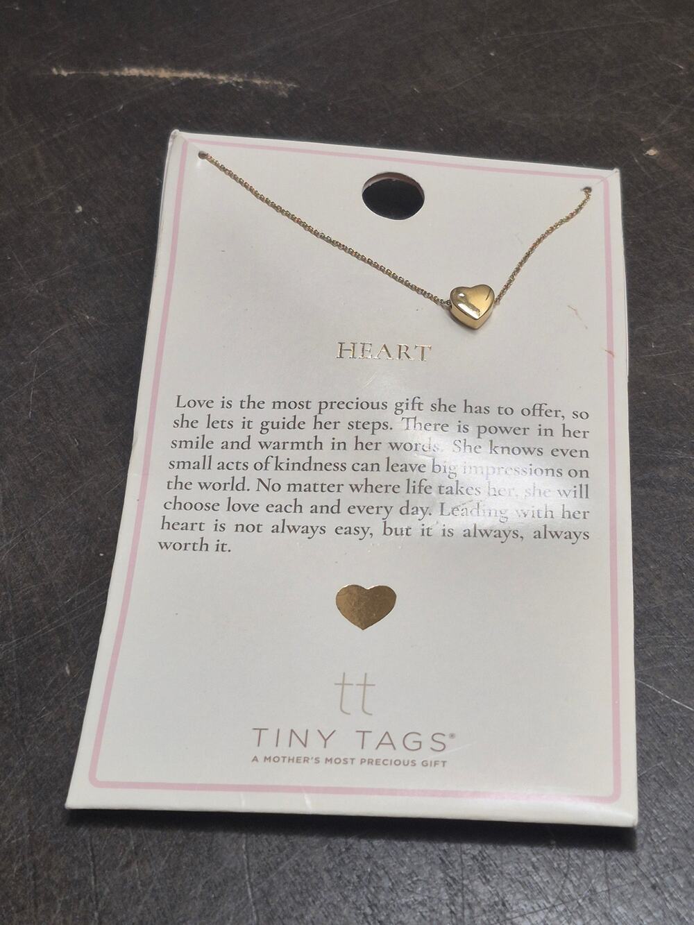 Tiny Tags Heart Charm Gold Dipped Small Chain Short Necklace s18